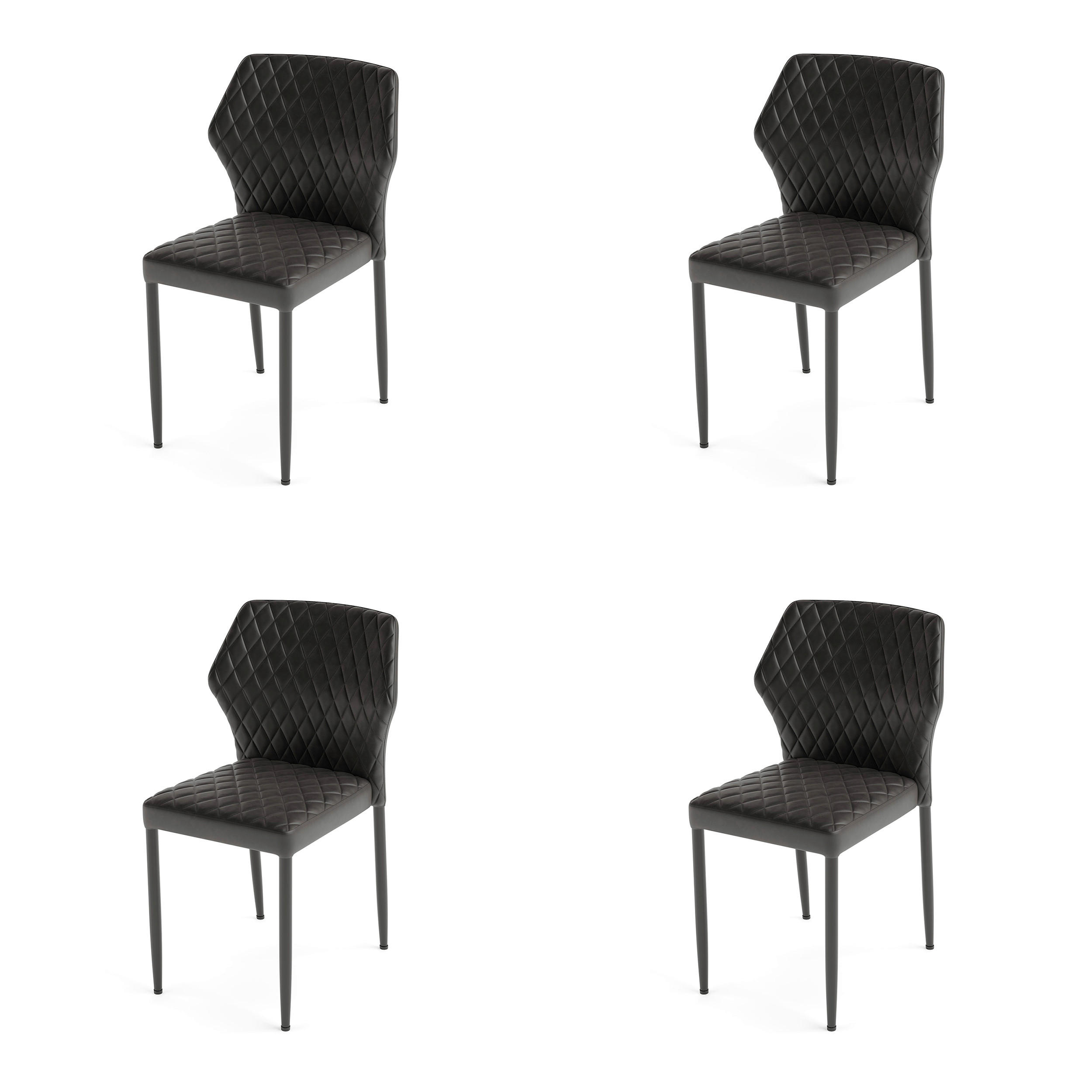 STUHL-SET 4 Stück  in Stahl  - Schwarz, MODERN, Leder/Metall (49/80/56cm) - MID.YOU
