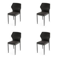 STUHL-SET 4 Stück  in Stahl  - Schwarz, MODERN, Leder/Metall (49/80/56cm) - MID.YOU