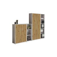 AKTENSCHRANK Hellgrau, Eiche Artisan  - Hellgrau/Eiche Artisan, MODERN, Holzwerkstoff (128,5/185,6/33cm) - MID.YOU