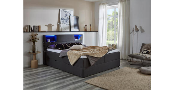 BOXSPRINGBETT 160/200 cm  in Anthrazit  - Anthrazit/Schwarz, Design, Holz/Textil (160/200cm) - Xora