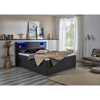 Pat Boxspring, 180/200 cm, antracit - antracit/negru, Design, lemn/textil (180/200cm) - Xora
