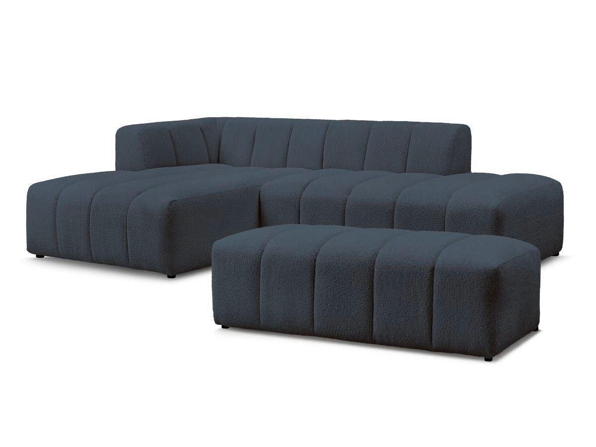 ECKSOFA  ANNECY Dunkelblau Bouclé  - Schwarz/Dunkelblau, MODERN, Kunststoff/Textil (170/262cm)