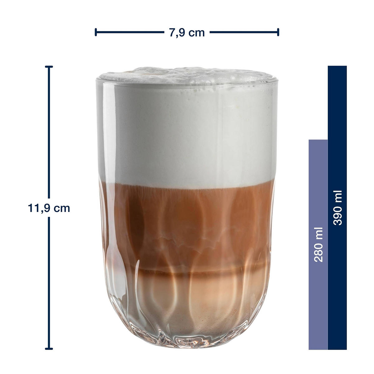 LATTE-MACCHIATO-GLAS - Klar, Design, Glas (7,9/11,9/7,9cm) - Leonardo