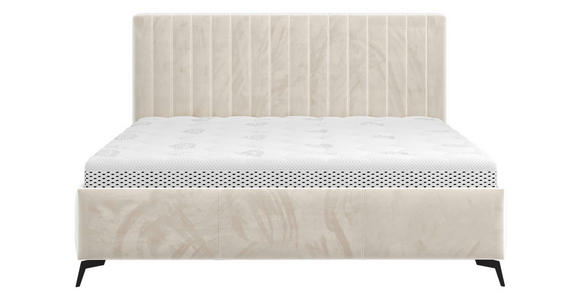 POLSTERBETT gepolstertes Kopfteil, Lattenrost, Bettkasten Beige 140/200 cm - Beige/Schwarz, KONVENTIONELL, Holz/Textil (140/200cm) - Hom`in