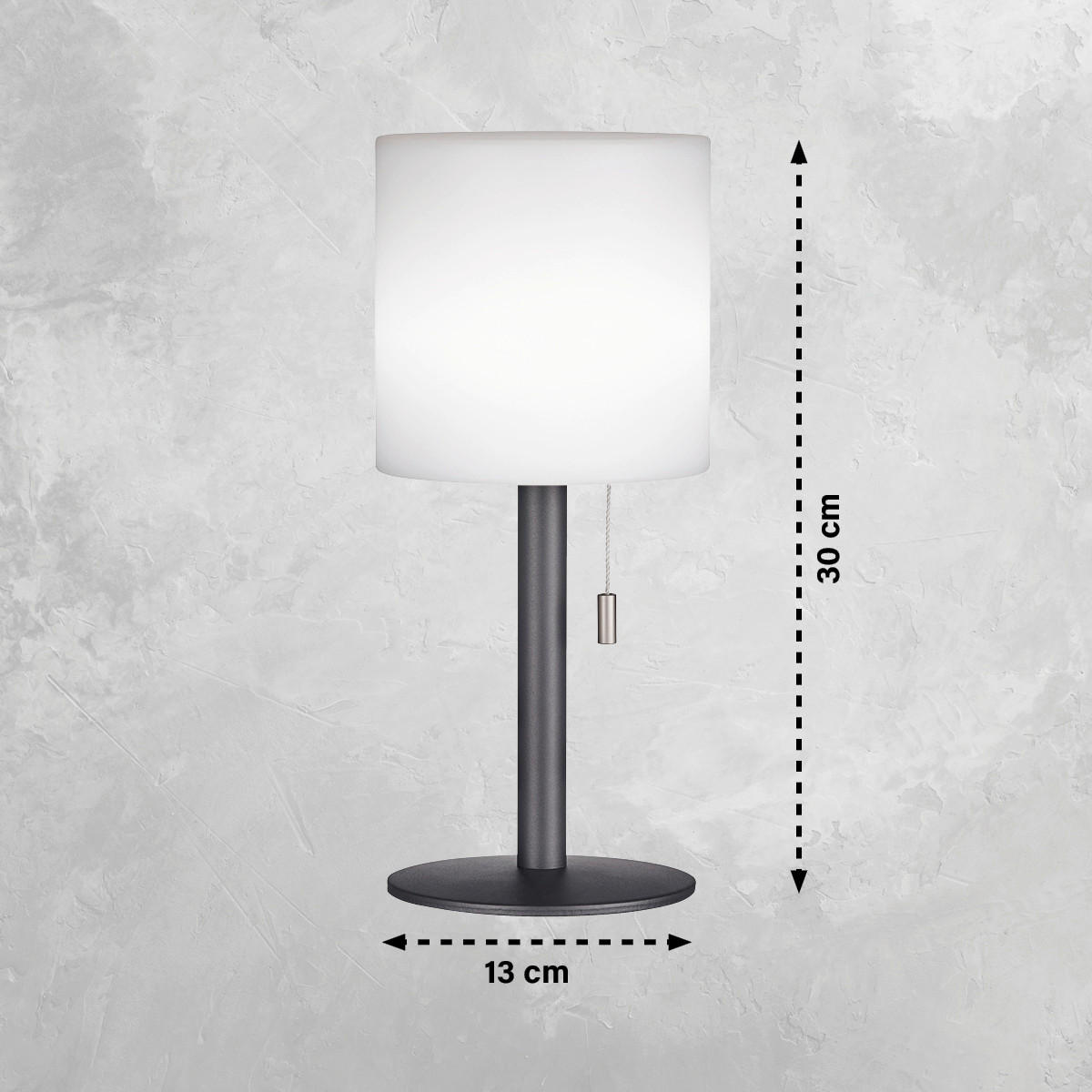 AKKU-TISCHLEUCHTE Lesina 13/30 cm   - Anthrazit/Weiß, KONVENTIONELL, Kunststoff/Metall (13/30cm)