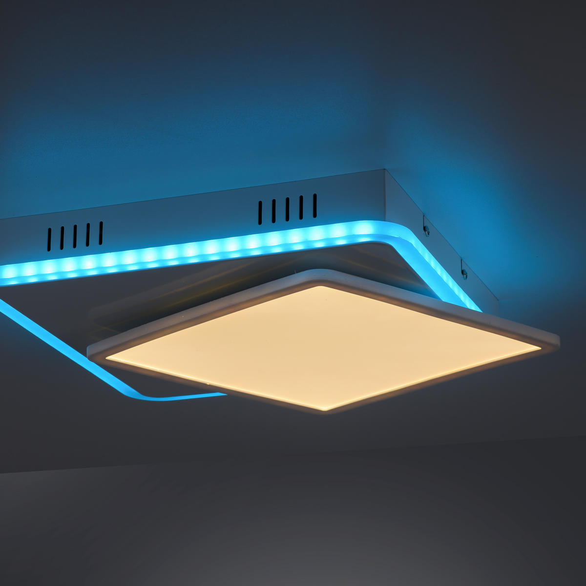 LED-Deckenleuchte 45,3/45,3/7,5 cm   - Weiß, Design, Kunststoff/Metall (45,3/45,3/7,5cm) - Globo