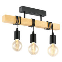 DECKENLEUCHTE Townshend 55/10,5/26,5 cm   - Schwarz/Braun, KONVENTIONELL, Holz/Metall (55/10,5/26,5cm) - Eglo