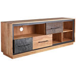LOWBOARD Akazie, Recyclingholz furniert, massiv Braun, Akaziefarben, Dunkelgrau  - Dunkelgrau/Schwarz, Design, Holz/Metall (160/60/40cm) - Landscape