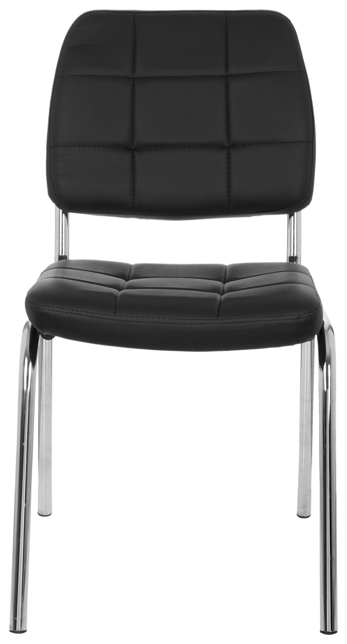 BESUCHERSTUHL  in Lederlook Schwarz  - Chromfarben/Schwarz, MODERN, Textil/Metall (46/87/50cm) - MID.YOU