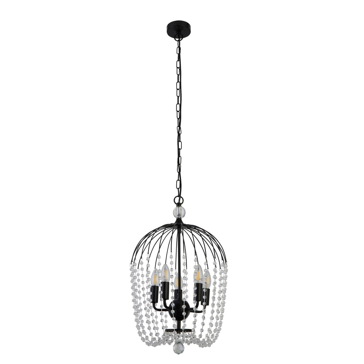 KRISTALNA VISEČA SVETILKA - črna, Design, kovina/steklo (36/150cm)