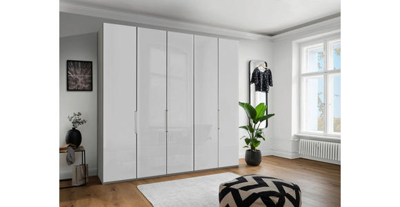 FALTTÜRENSCHRANK 250/236/58 cm 5-türig Grau, Weiß - Chromfarben/Weiß, KONVENTIONELL, Glas/Holzwerkstoff (250/236/58cm) - Dieter Knoll