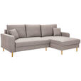 ECKSOFA in Flachgewebe Naturfarben - Eiche Wotan/Naturfarben, KONVENTIONELL, Holz/Textil (255/157cm) - Carryhome