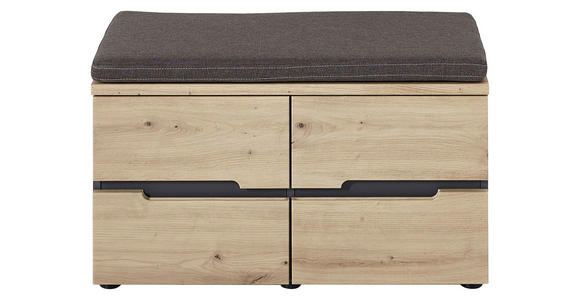 GARDEROBENBANK  in 80/48/38 cm  - Eichefarben/Graphitfarben, Design, Holzwerkstoff/Textil (80/48/38cm) - Voleo