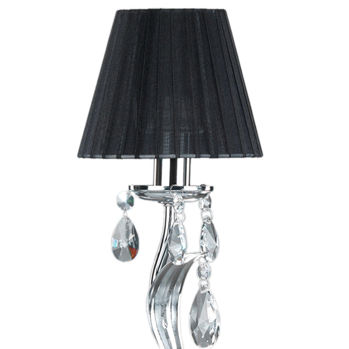 TISCHLEUCHTE 16/45 cm   - Chromfarben/Schwarz, KONVENTIONELL, Textil/Metall (16/45cm)