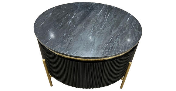 COUCHTISCH Mangoholz vollmassiv 80/80/45 cm rund Schwarz, Goldfarben  - Goldfarben/Schwarz, Design, Holz/Stein (80/80/45cm) - Landscape