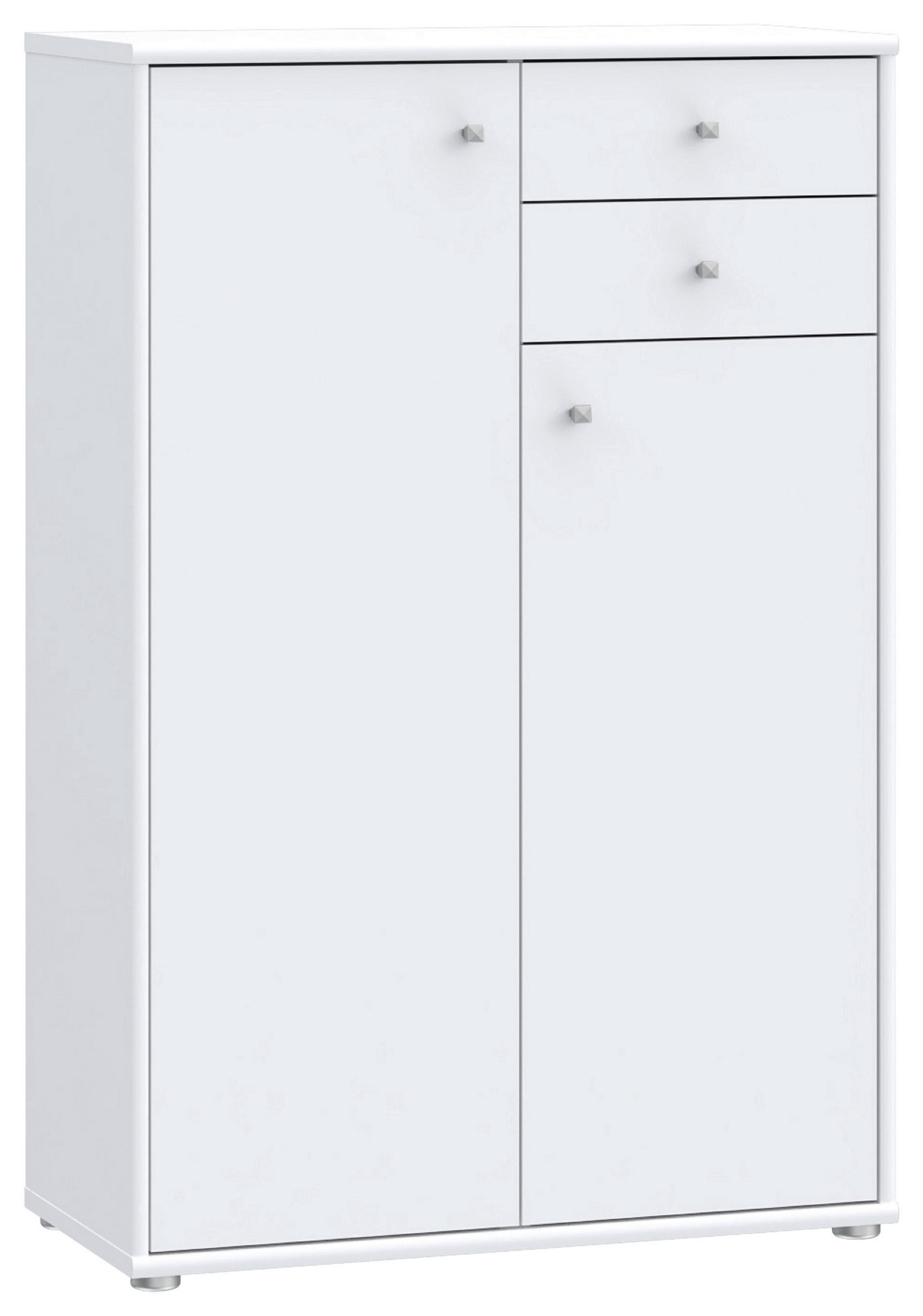 KOMMODE , 73,7/111,1/34,8 cm, 2 Schublade(n)  - Weiss/Alufarben, Design, Holzwerkstoff (73,7/111,1/34,8cm)