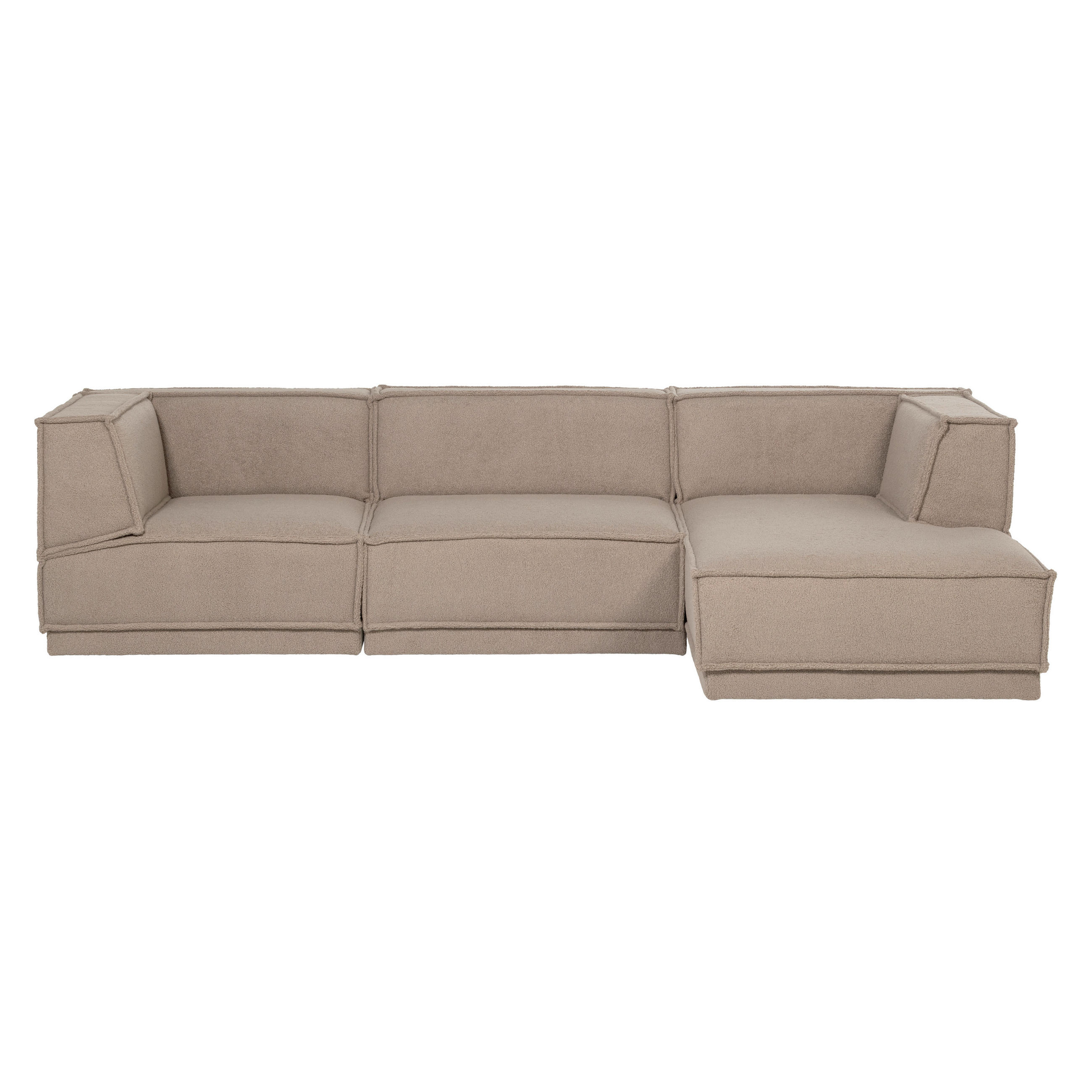 ECKSOFA Manu Taupe Teddystoff  - Taupe/Schwarz, MODERN, Kunststoff/Textil (286/160cm) - Livetastic