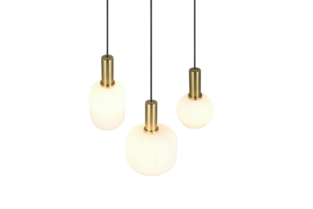 HÄNGELEUCHTE 30/150 cm    - Weiss/Messingfarben, Design, Glas/Metall (30/150cm) - Trio Leuchten