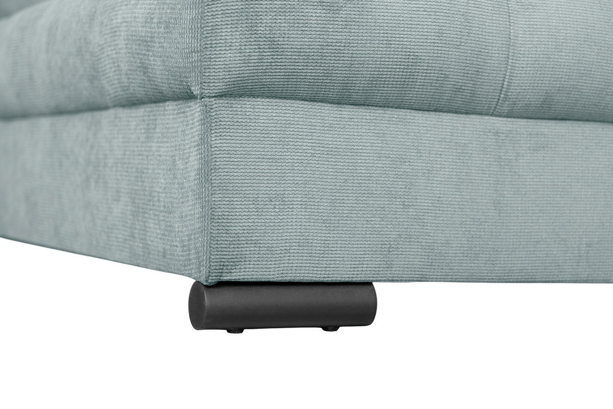 ECKSOFA ATLANTA Hellblau Struktur Liegefläche im Originalstoff  - Schwarz/Hellblau, Design, Textil/Metall (202/298cm) - MID.YOU