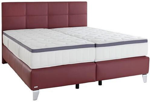 BOXSPRINGBETT 200/200 cm  in Bordeaux  - Chromfarben/Bordeaux, Konventionell, Leder/Textil (200/200cm) - Novel