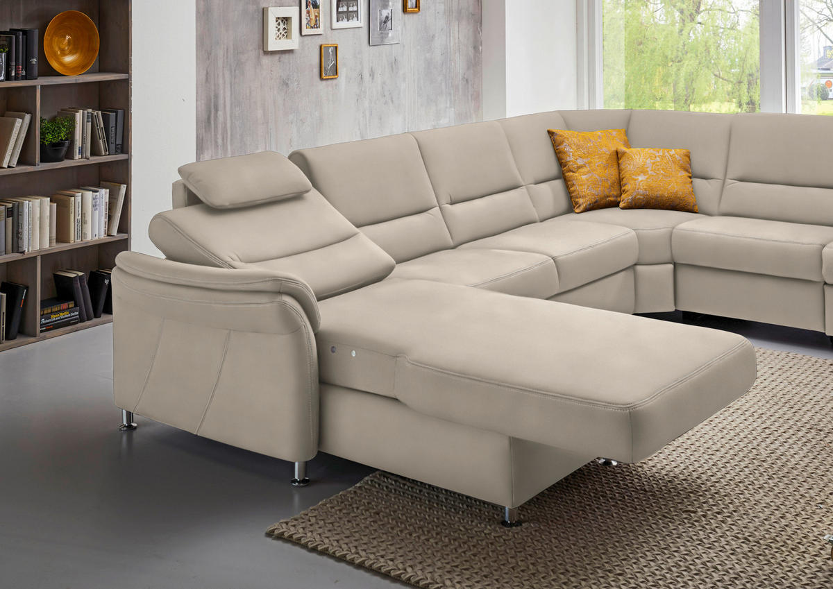 WOHNLANDSCHAFT in Mikrofaser Naturfarben  - Alufarben/Naturfarben, Konventionell, Textil/Metall (173/330/262cm) - Beldomo System