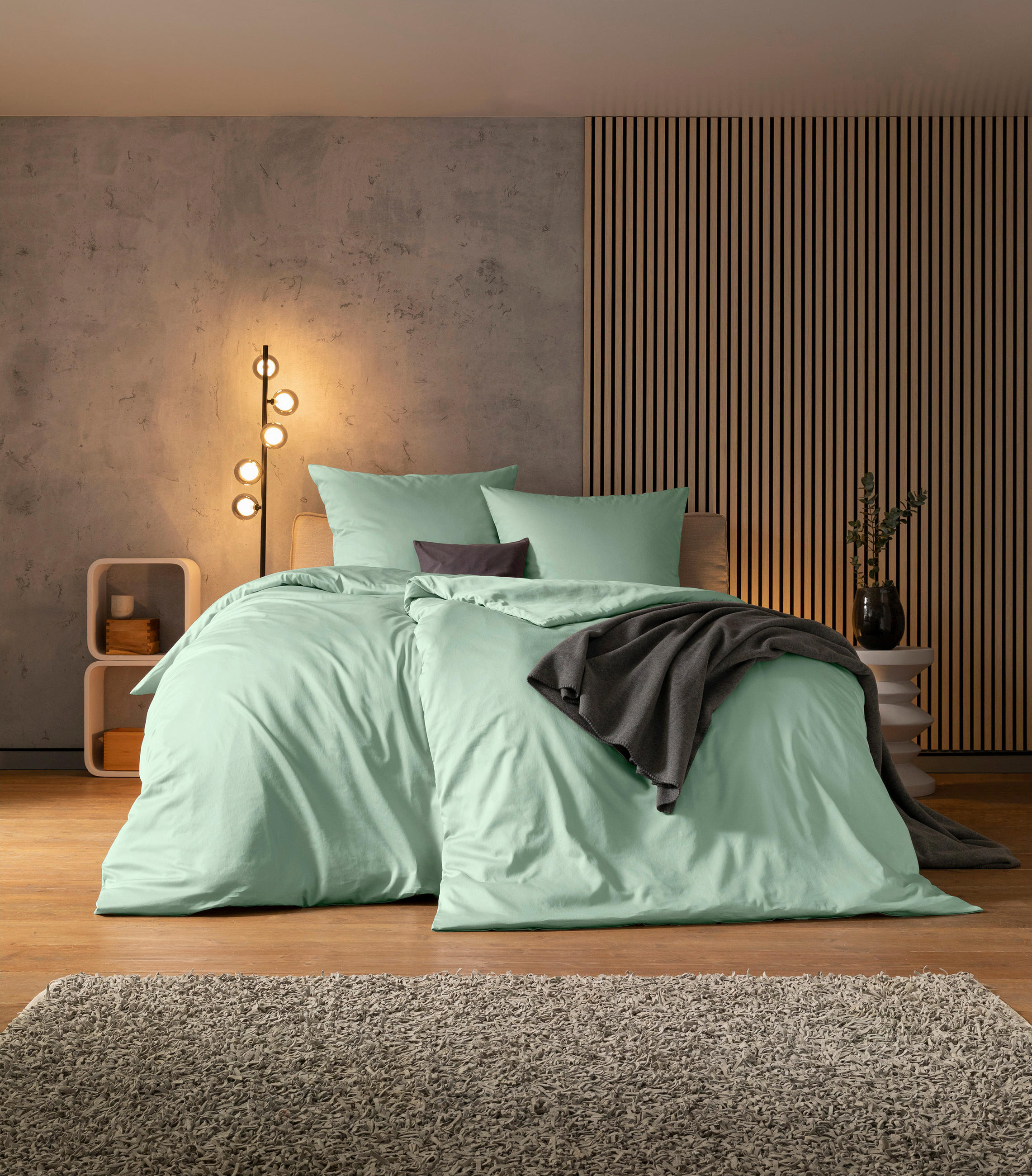 BETTWÄSCHE Atelier Makosatin 155/220 cm  - Salbeigrün, Basics, Textil (155/220cm) - Estella