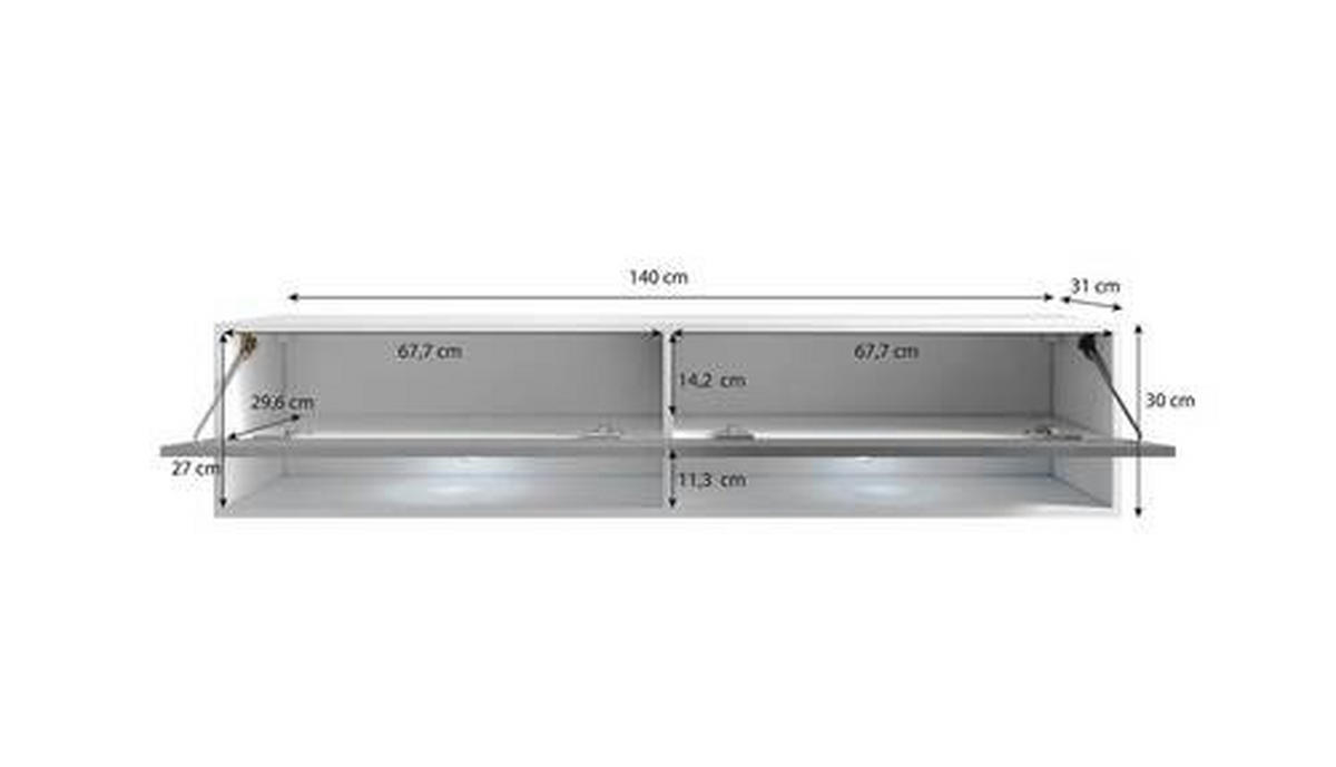 TV-BÄNK 140/30/31 cm  - svart/grå, Basics, trämaterial/plast (140/30/31cm) - P & B