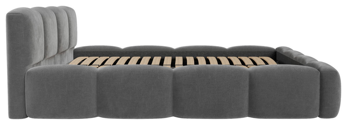 POLSTERBETT Cloudy Bettkasten, Lattenrost 200/200 cm  in Dunkelgrau  - Dunkelgrau/Schwarz, Design, Holz/Textil (200/200cm) - Boxxx