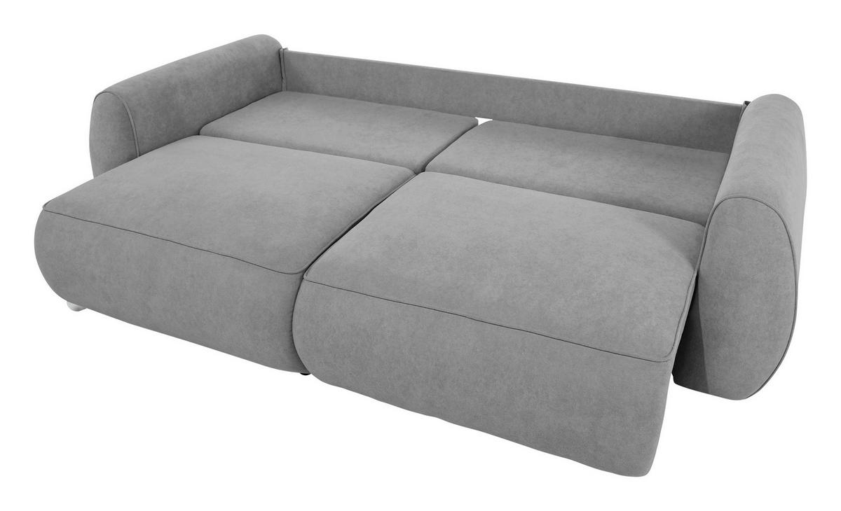 SCHLAFSOFA Chenille Grau  inkl. Zierkissen, Rückenkissen, Bettkasten, Schlaffunktion, Rücken echt, Liegefläche im Originalstoff  - Schwarz/Grau, KONVENTIONELL, Kunststoff/Textil (257/96/110cm) - Milino