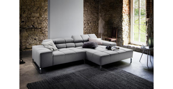 ECKSOFA Grau Flachgewebe  - Grau, Design, Textil/Metall (280/178cm) - Hom`in