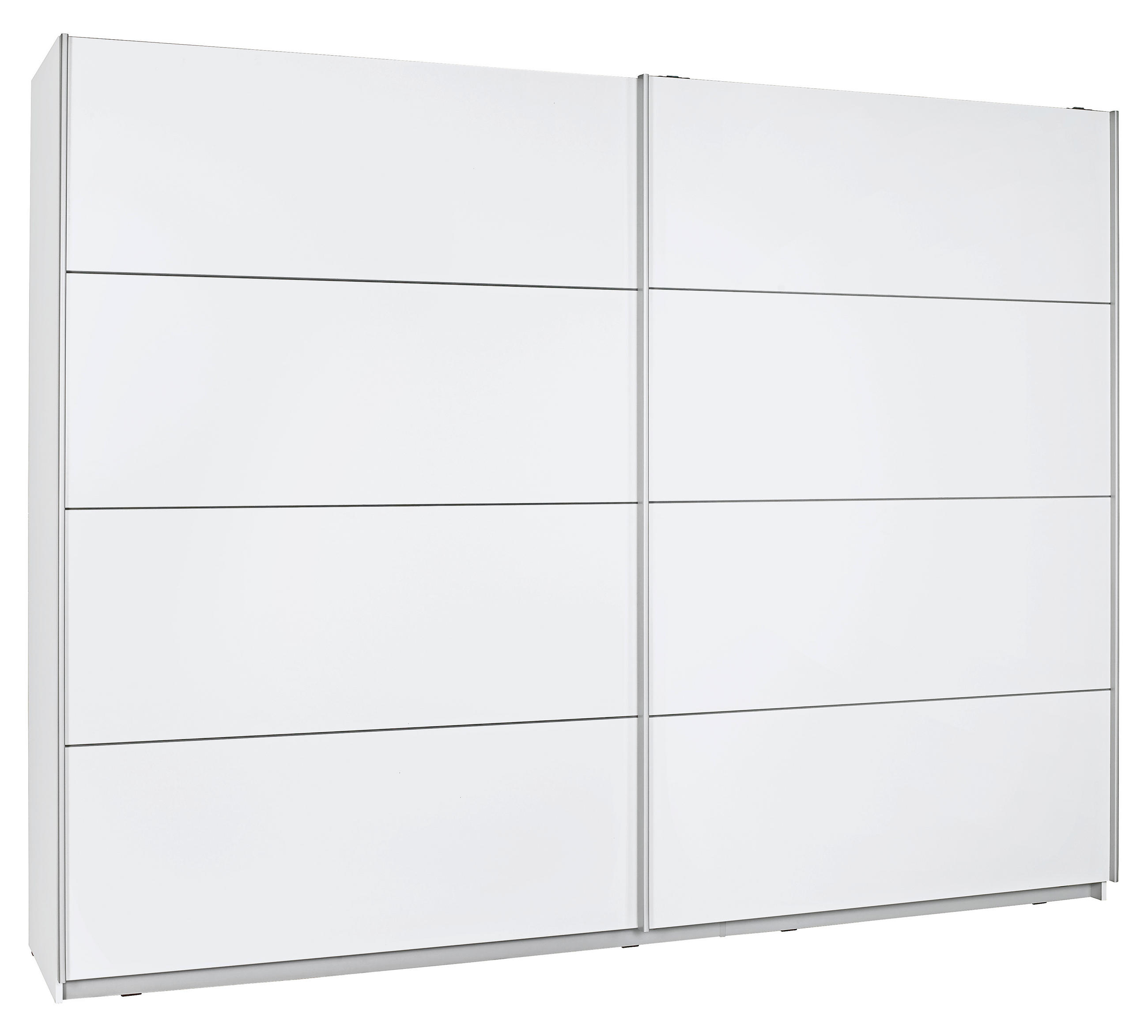 SCHWEBETÜRENSCHRANK 220/210/61 cm 2-türig Weiß  - Silberfarben/Weiß, Design, Holzwerkstoff/Metall (220/210/61cm) - MID.YOU