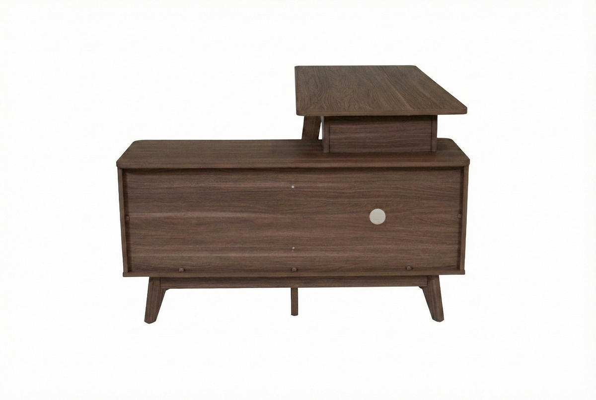 ECKSCHREIBTISCH 148/120/76,20 cm Walnussfarben Kabeldurchlass, Stauraum, seitenverkehrt montierbar  - Silberfarben/Walnussfarben, MODERN, Holzwerkstoff/Metall (148/120/76,20cm) - MID.YOU