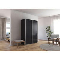 SCHWEBETÜRENSCHRANK 136/197/61 cm 2-türig Graphitfarben  - Graphitfarben/Alufarben, MODERN, Holzwerkstoff/Metall (136/197/61cm) - Rauch Möbel