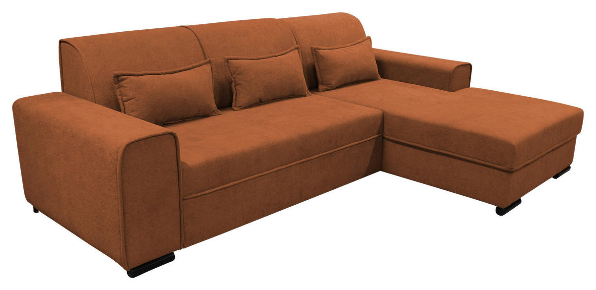ECKSOFA Rostfarben Struktur, Bouclé  - Rostfarben/Schwarz, Design, Kunststoff/Textil (270/175cm) - MID.YOU