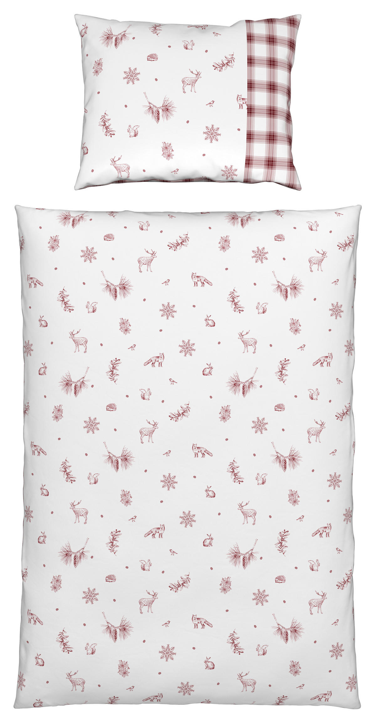 BETTWÄSCHESET 2-teilig TALVI Renforcé 160/210 cm  - Weiss/Rot, Konventionell, Textil (160/210cm) - Esposa