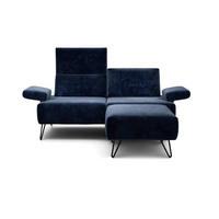 2-SITZER-SOFA Samt Dunkelblau  - Schwarz/Dunkelblau, Design, Textil/Metall (164-194/85/86-94cm) - SENSOO