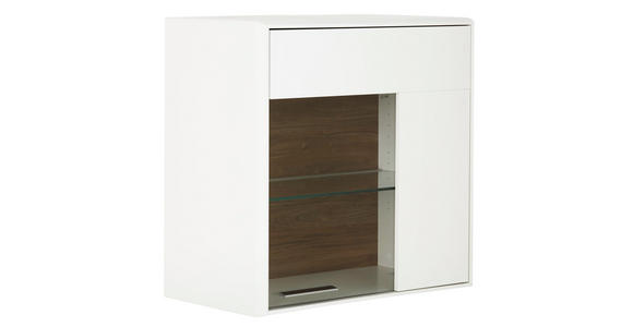 HÄNGEVITRINE in Weiß, Eichefarben - Chromfarben/Eichefarben, Design, Glas/Holzwerkstoff (75/75/42cm) - Hom`in