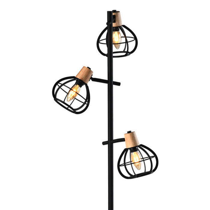 STEHLEUCHTE 36/153 cm    - Schwarz/Akaziefarben, Design, Holz/Metall (36/153cm)