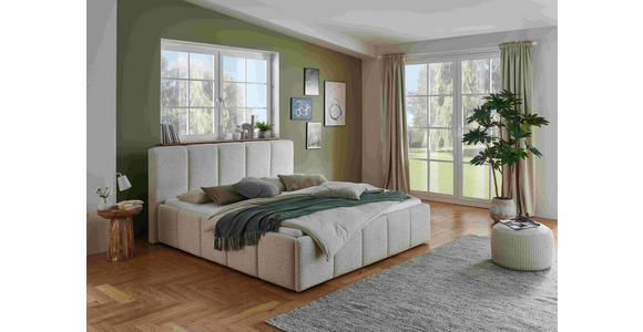POLSTERBETT 180/200 cm in Creme - Creme/Schwarz, Design, Holz/Textil (180/200cm) - Xora