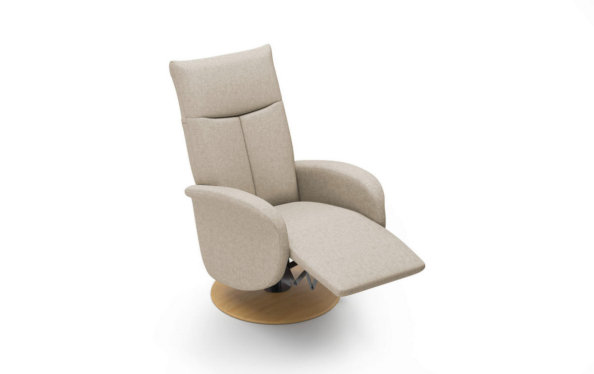 RELAXSESSEL Textil Taupe  - Taupe/Eichefarben, Konventionell, Holzwerkstoff/Textil (75/112/82cm) - Sit & More