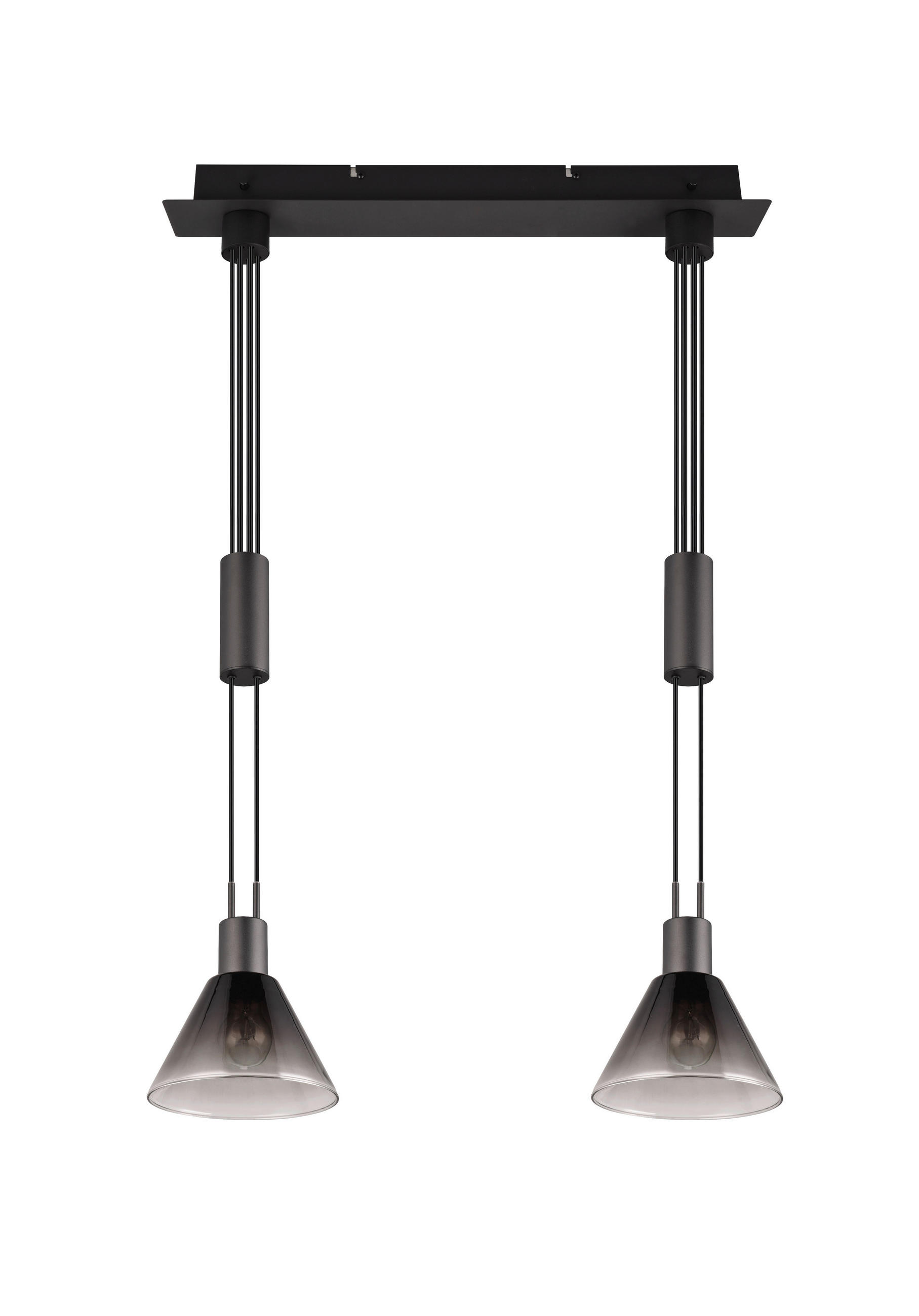 HÄNGLAMPA Stanley 19/55/160 cm  - grå/svart, Klassisk, metall/glas (19/55/160cm) - Trio Leuchten