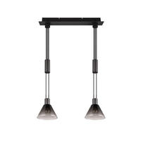 HÄNGELEUCHTE 19/55/160 cm    - Schwarz/Grau, Konventionell, Glas/Metall (19/55/160cm) - Trio Leuchten