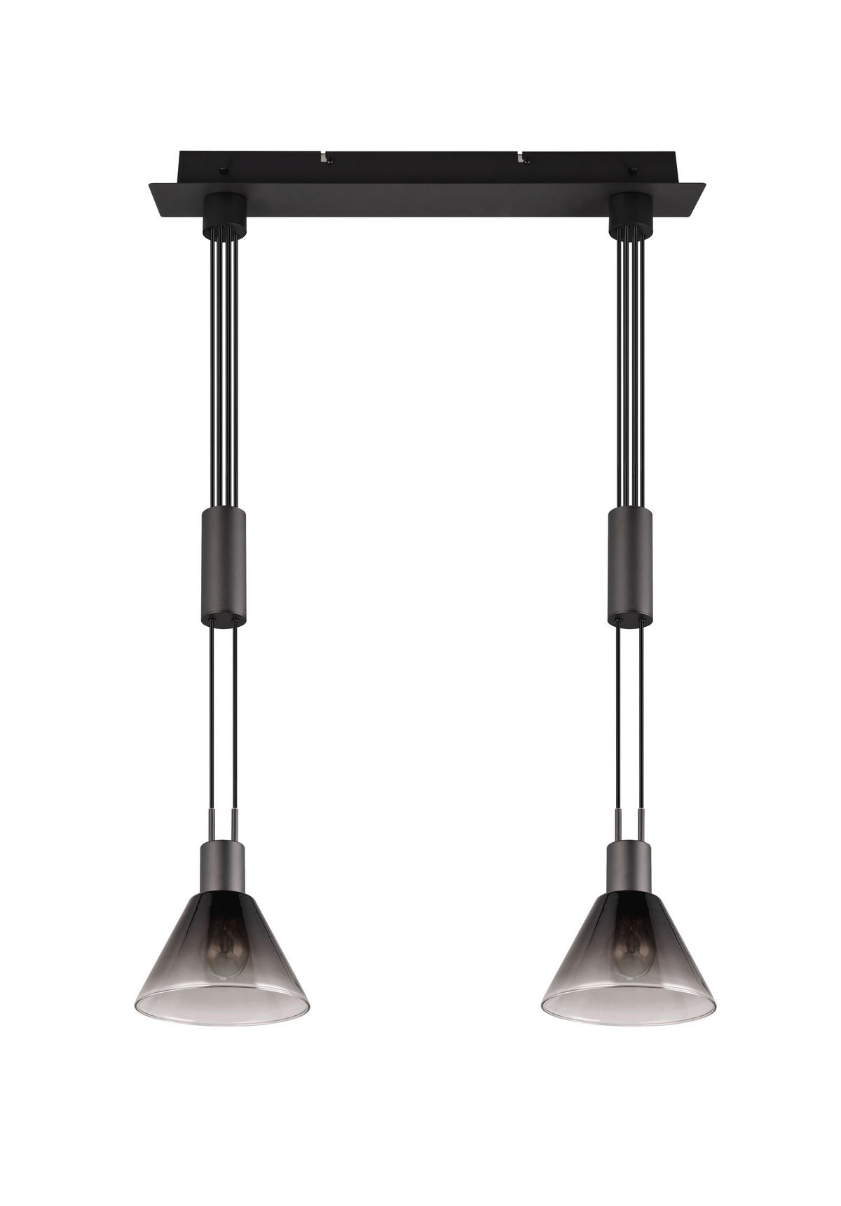 HÄNGELEUCHTE 19/55/160 cm    - Schwarz/Grau, Konventionell, Glas/Metall (19/55/160cm) - Trio Leuchten