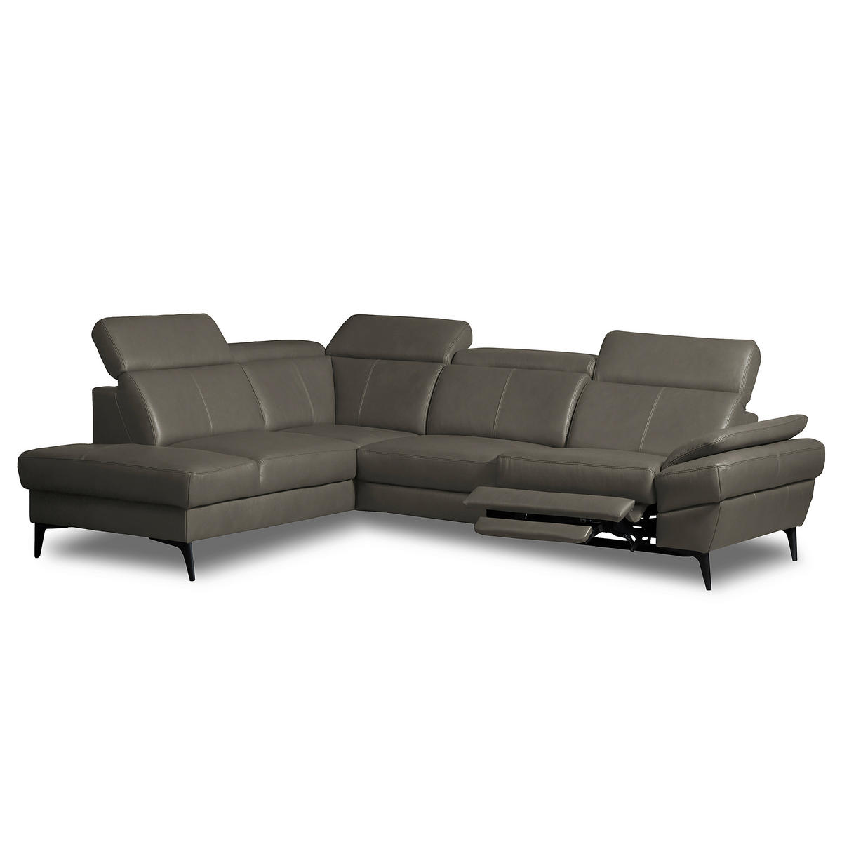 ECKSOFA  in Lederlook Echtleder Schlammfarben  211/264 cm  - Schlammfarben/Schwarz, Design, Leder/Textil (211/264cm) - Livetastic