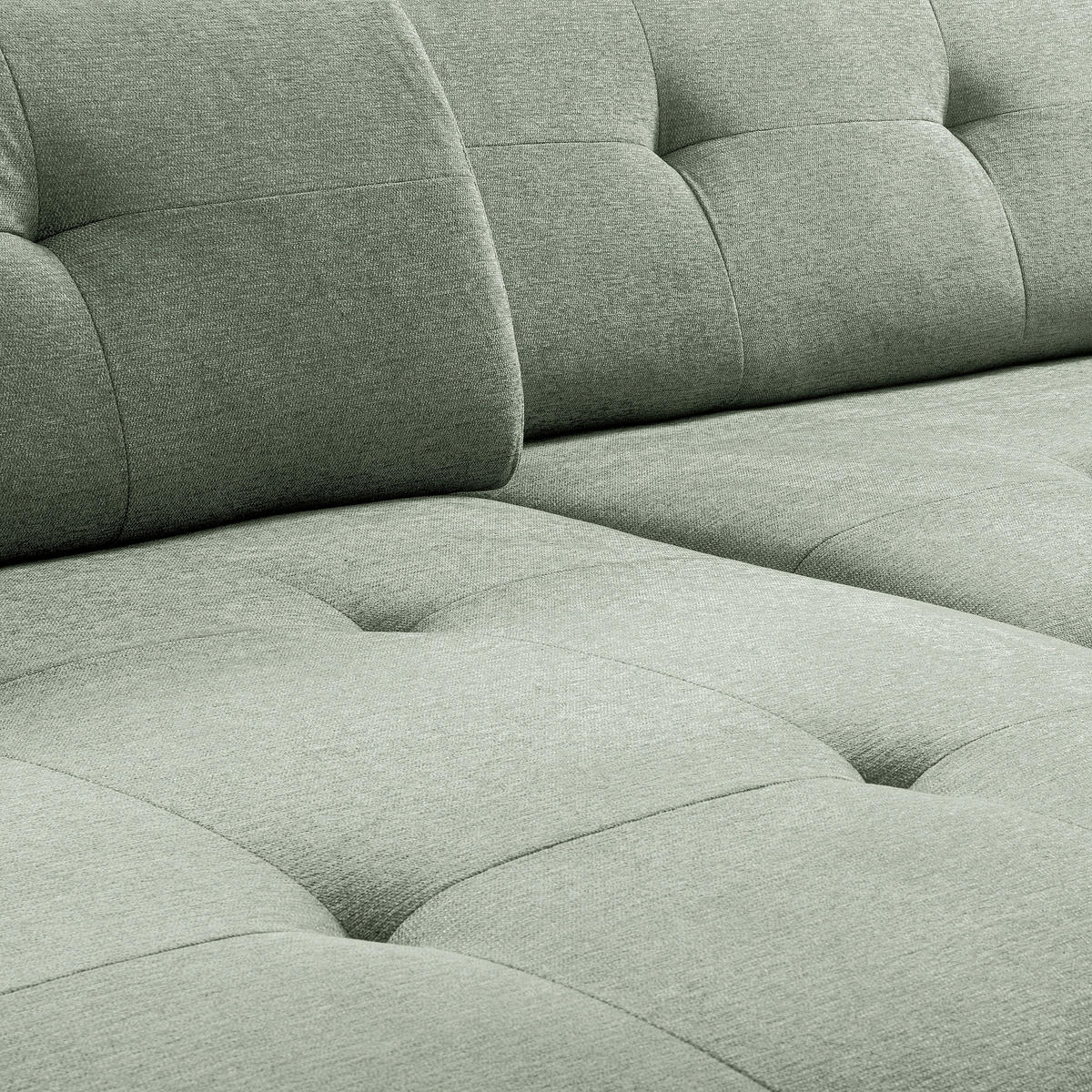 ECKSOFA AUSTIN Salbeigrün Flachgewebe Sitztiefenverstellung  - Salbeigrün/Schwarz, Design, Kunststoff/Textil (169/286cm) - Livetastic
