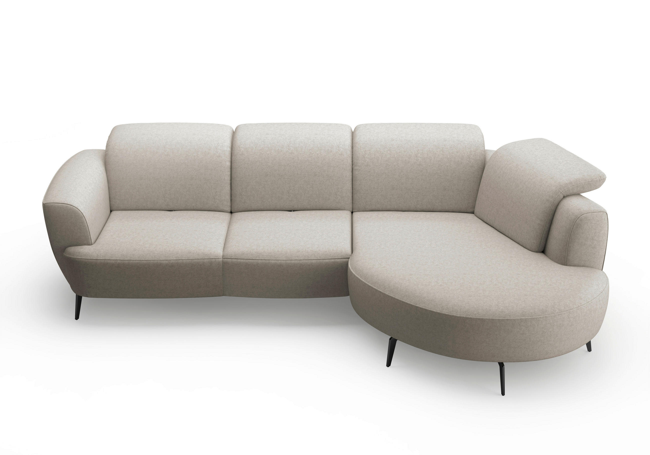 ECKSOFA in Flachgewebe Taupe 309/199 cm - Taupe/Schwarz, KONVENTIONELL, Textil/Metall (309/199cm) - Sit & More