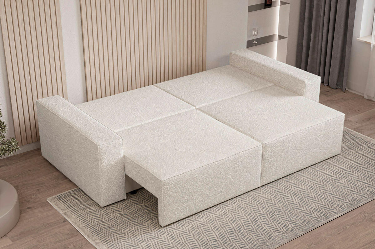 SCHLAFSOFA BRAZIL SOFA in Bouclé Weiß  - Schwarz/Weiß, Design, Textil (248/92/110cm) - MID.YOU