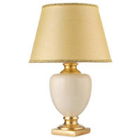 STOLNÁ LAMPA, E27, 45/45/75 cm - svetlohnedá/zlatá, Konventionell, textil/keramika (45/45/75cm)