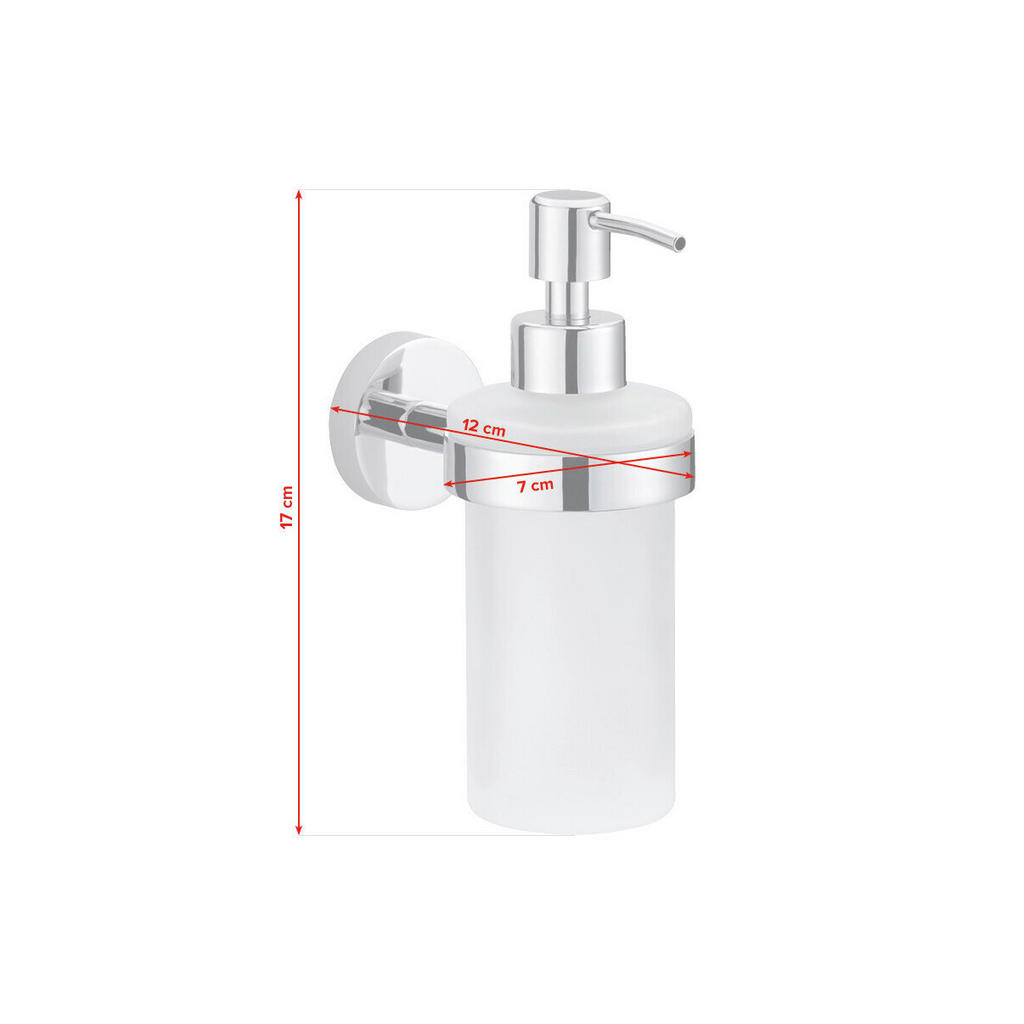 Thumbnail - Tesa Seifenspender Smooz, Weiß, Chrom, Metall, Glas, 7x17x12 cm, Wandbefestigung möglich, Kunststoffpumpe, Spender probl...