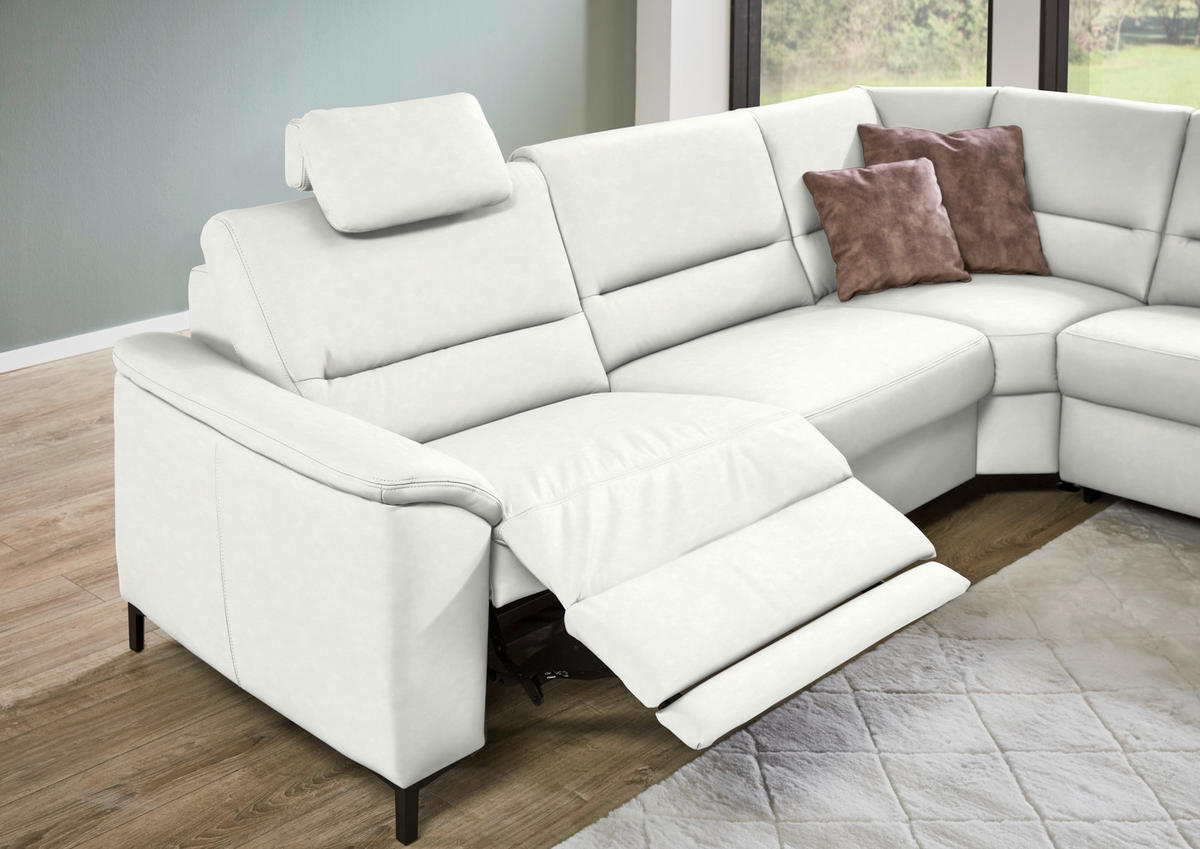 ECKSOFA  in Echtleder Weiß  290/249 cm  - Schwarz/Weiß, KONVENTIONELL, Leder/Metall (290/249cm) - Beldomo Premium